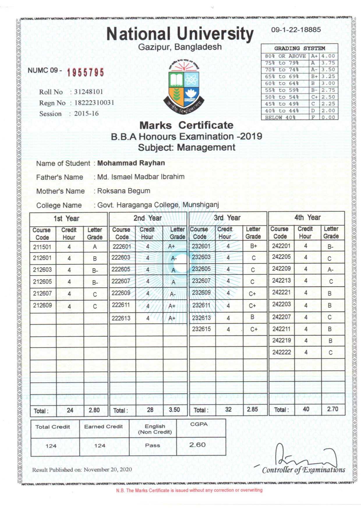 JSC Certificate